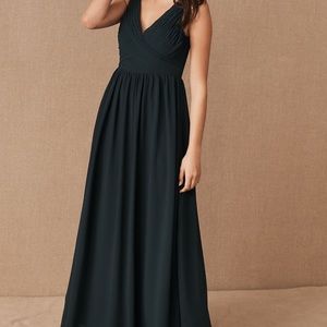 BHLDN Corsa dark emerald bridesmaids dress